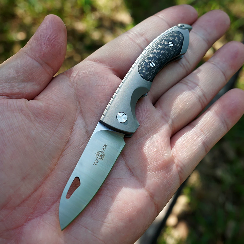 Twosun Micro MINI SLIP JOINT S90V folding Pocket Knife camping knife hunting knives outdoor survival tool EDC TC4 Titanium TS188