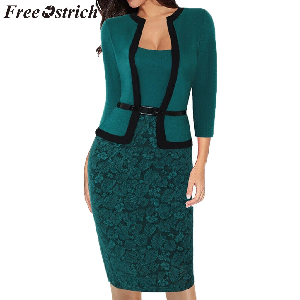 FREE OSTRICH Dress Women Business Office Green Party To The Knee Sashes Expensive Autumn Dignified Popular Short Winter |