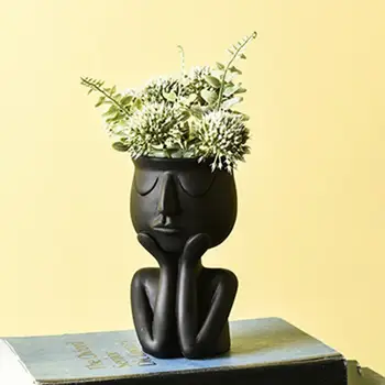 

Nordric Style Human Think Face Ceramic Home Plants Flower Storage Pot Vase Planter Tabletop Decoration