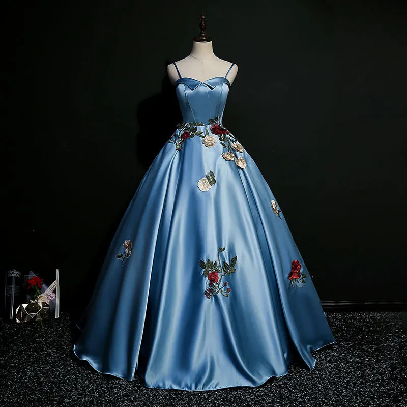 

Elegant Blue Sweet 15 Dresses Sleeveless Sweetheart Quinceanera Dresses Ball Gown Long Vestidos De Quinceanera