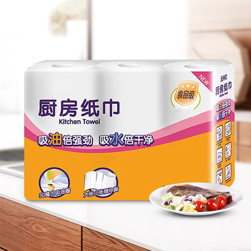 

High 3 Rolls 3-Ply Paper Towels Oil Absorbing Cooking Absorbent Paper Thicken Household LG66