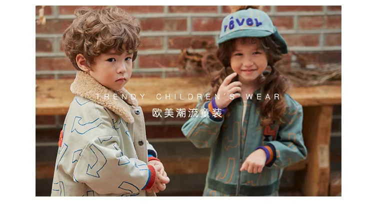 Ins/Лидер продаж, теплые куртки 19 осенне-зимние новые детские пальто для мальчиков и девочек длинные хлопковые куртки с меховым воротником в Корейском стиле
