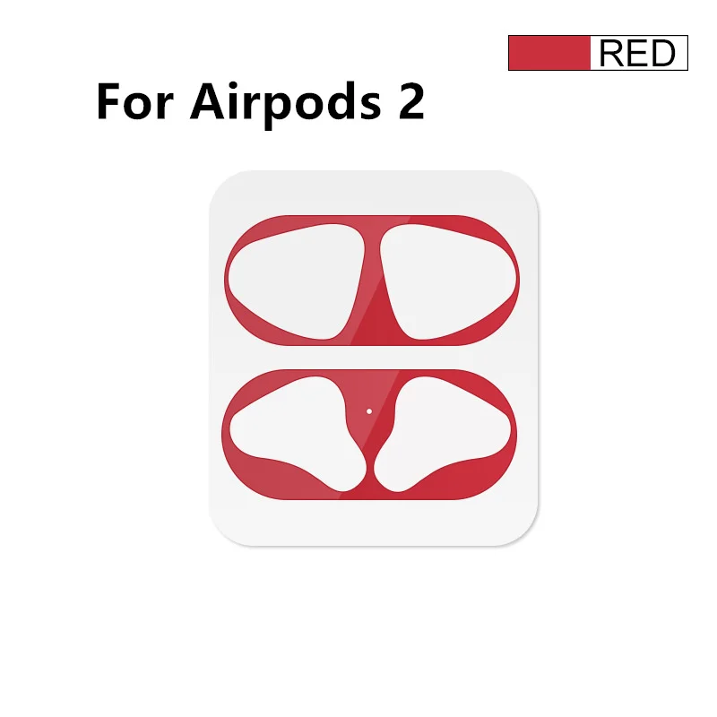 Защита от пыли для Apple Airpods Bluetooth наушники металлические для Airpods 2 Air Pods беспроводные наушники зарядная коробка защита от пыли - Цвет: red for airpods 2