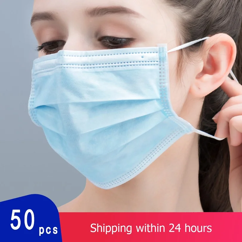 

JING PING 3 Layers Protective Face Mask Breathable Elastic Earloop Filter Safety Dustproof Anti-Dust Mask KN90 10/20/30/50 Pcs