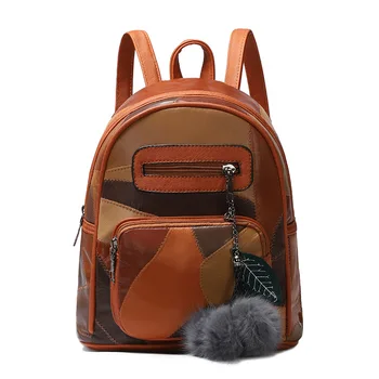 

2020 new retro style stitching ladies backpack multifunctional female bag shoulder bag large capacity school bag
