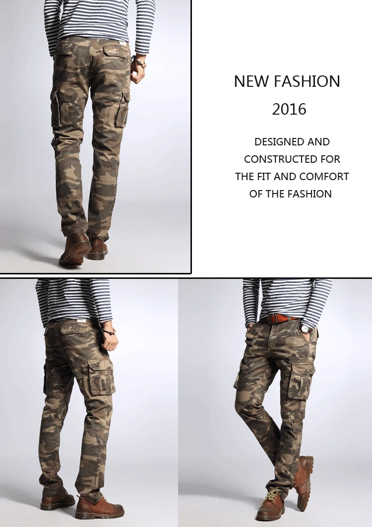 Sz28-38 военные мужские камуфляжные хлопковые узкие прямые брюки Карманы Мужские Брюки Карго повседневные брюки B54