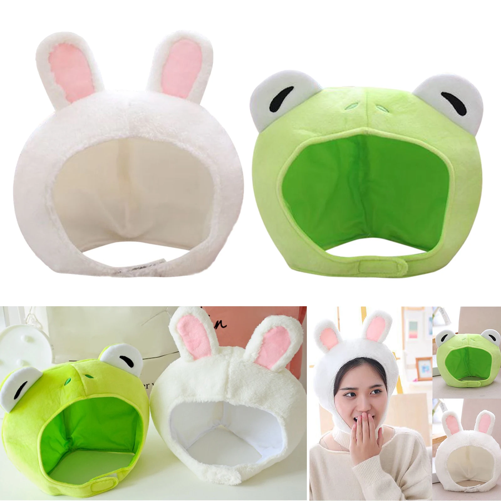 Cute Animal Ears Plush Headbands Frog/Rabbit Headwear for Halloween Costume Cosplay