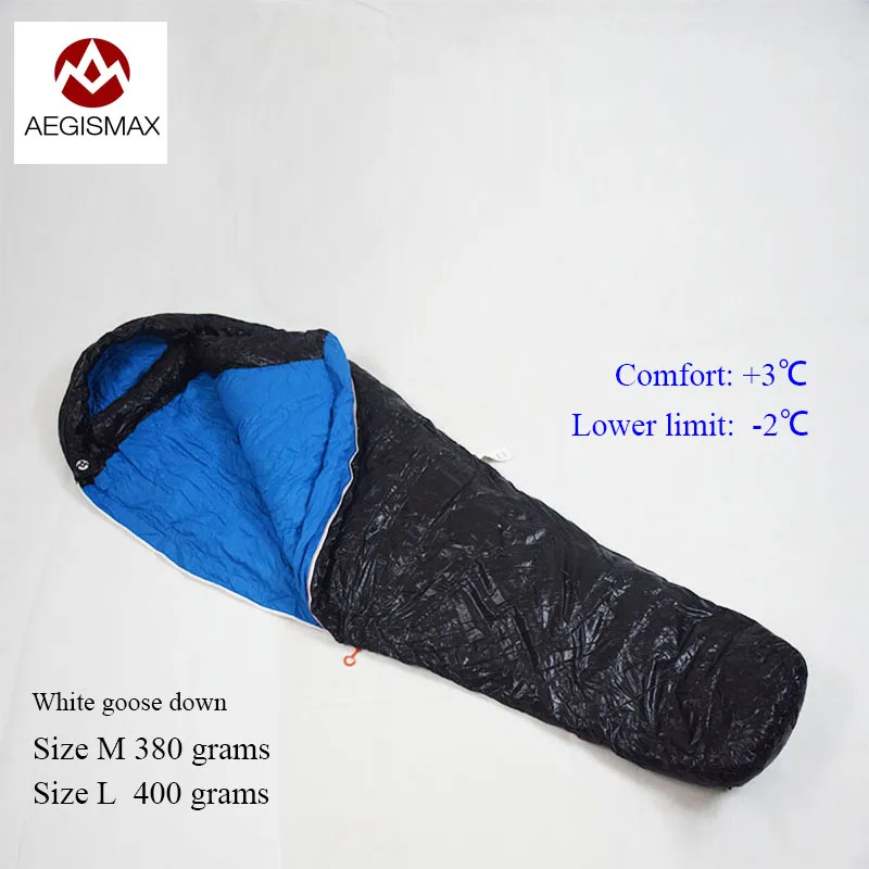 AEGISMAX NANO2 Sac de Couchage Ultra léger en Duvet d'oie pour randonnée et Camping pour Homme et Femme 0 degrés 800 FP (Standard