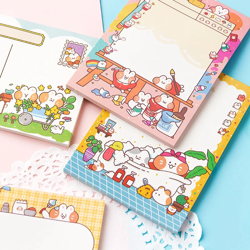 50sheets Korean Cartoon Selling Cute Bunny Cute Memo Pad Small Notebook Student Hand Account Can Tear Memo Message Notebook 2