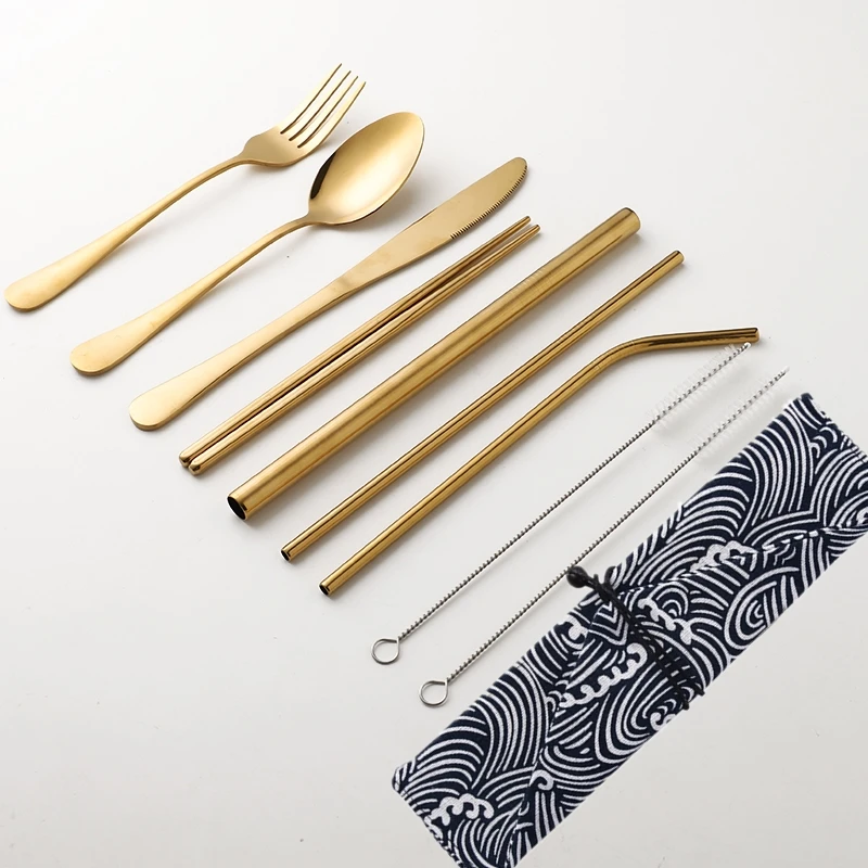 

24Pcs/set Dinnerware Set 304 Stainless Steel Black Gold Cutlery Set Knife Fork Set Flatware Tableware Silverware Drop Shipping