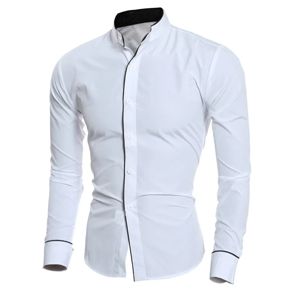 Mens Shirt Autumn Spring Fashion Slim male Shirts chemise Casual Long Sleeve Solid Tops Blouse Casual Clothing Camisa Hombre