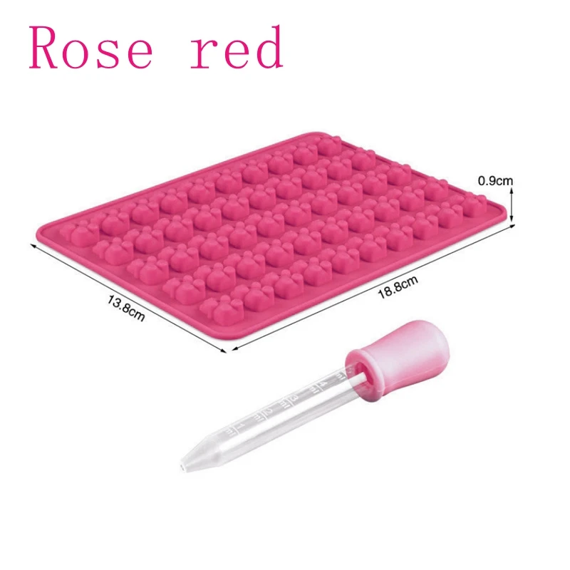 rose red set DIY Многофункциональные Силиконовые Инструменты для торта 1 Набор 50 полости силиконовые клейкие медведи шоколадные формы для конфет ледяной лоток желе формы - Цвет: rose red set
