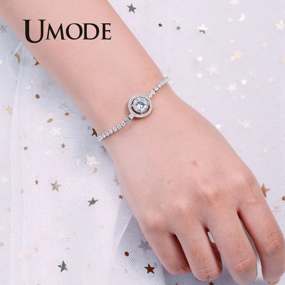 UMODE, трендовые круглые браслеты для женщин, теннисные браслеты, прозрачные браслеты с кубическим цирконием, модные ювелирные изделия для девочек, UB0190