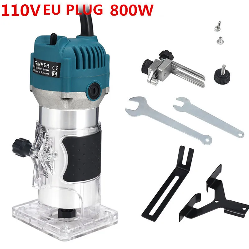 US plug 110V 800W ЕС 220 В США 110 в 800 Вт деревообрабатывающий электрический триммер фрезерование древесины гравировальный долбежный обрезной станок ручная резьба по дереву маршрутизатор - Цвет: US plug 110V 800W