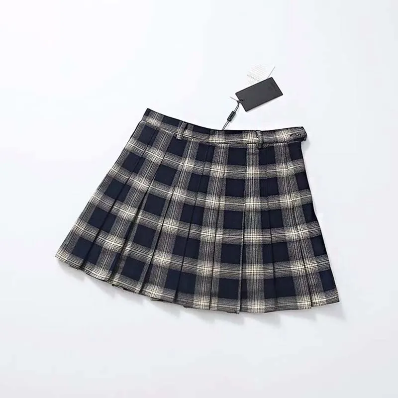 Осень зима Harajuku женские модные юбки Милая желтая черная красная решетка плиссированная юбка в стиле панк Высокая талия короткая женская юбка