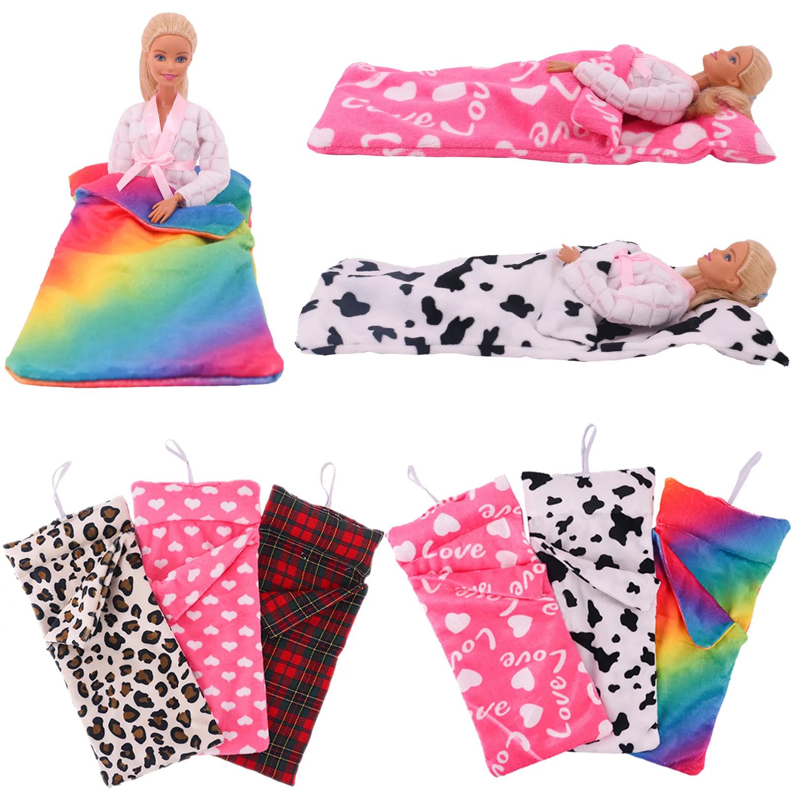 Doll House Accessories Barbies Sleeping Bag Christmas Accessory Multicolor Fashion Sleeping Bag Toy Gift For Barbies Elf Doll