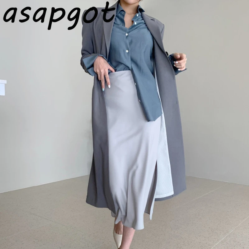 Autumn French Chic Elegant Single-breasted Lapel Slim Wide Waisted X Long Trench Coat for Women Solid Loose Casual Retro Chic