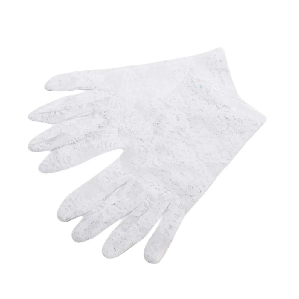 Белый High Quality Sun Protection Accessories Lace Hollow-Out Gloves Delicate Lace Jacquard Pattern Lace Gloves - Цвет: Белый