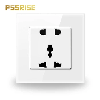 

G11 PSSRISE Universal five-hole Socket Tempered Glass panel Wall Outlet Grounded Type household power socket home improvement
