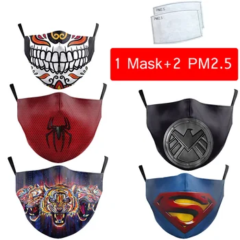 

3PCS Hot sell summer ice silk face masks cartoon child anime pattern to send two PM2.5 gasket dust masks kids earmuffs
