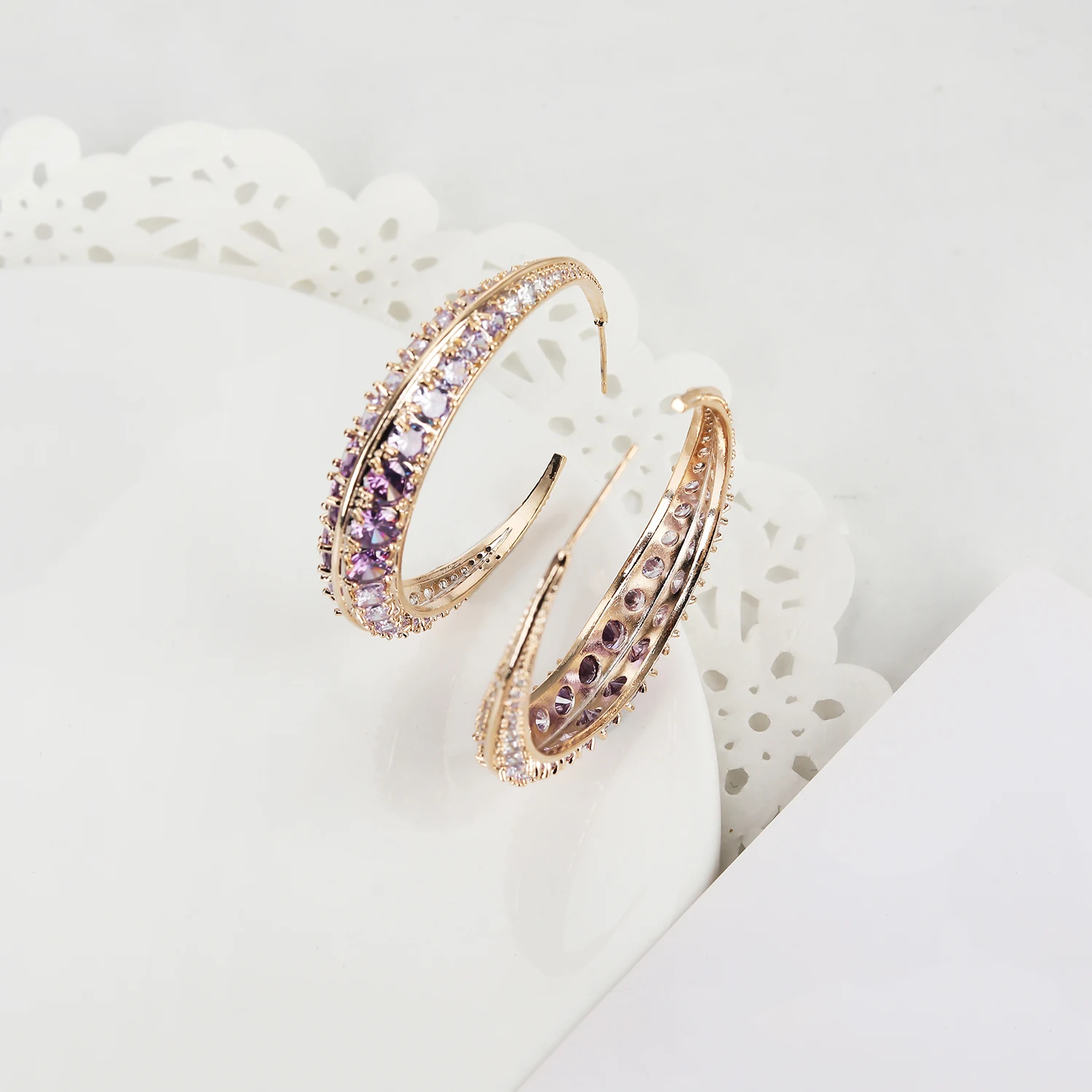 Beauty Cubic Zircon Earrings for Wedding Bride CZ Hoop Earring for Women,Jewelry Accessories CE11657