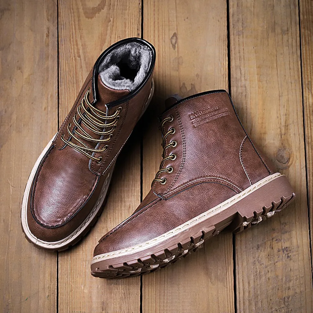 JAYCOSIN/модные мужские высокие ботинки в стиле ретро, с круглым носком, на шнуровке; короткие ботинки; непромокаемые мужские ботинки до щиколотки;#45