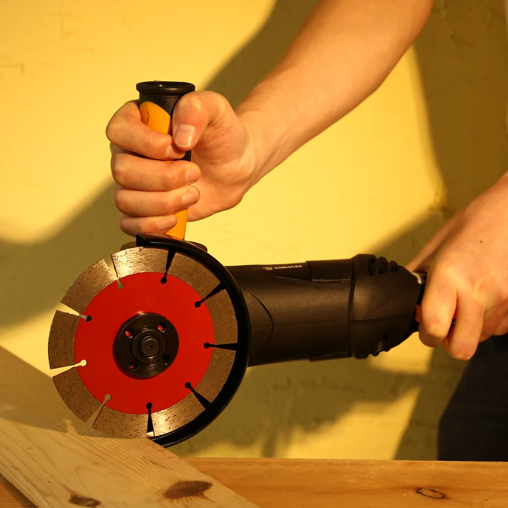 DEKO 220V 125mm Variable Speed Electric Angle Grinder Machine Angular Power Tool Grinding Cutting Grinding Metal Wood