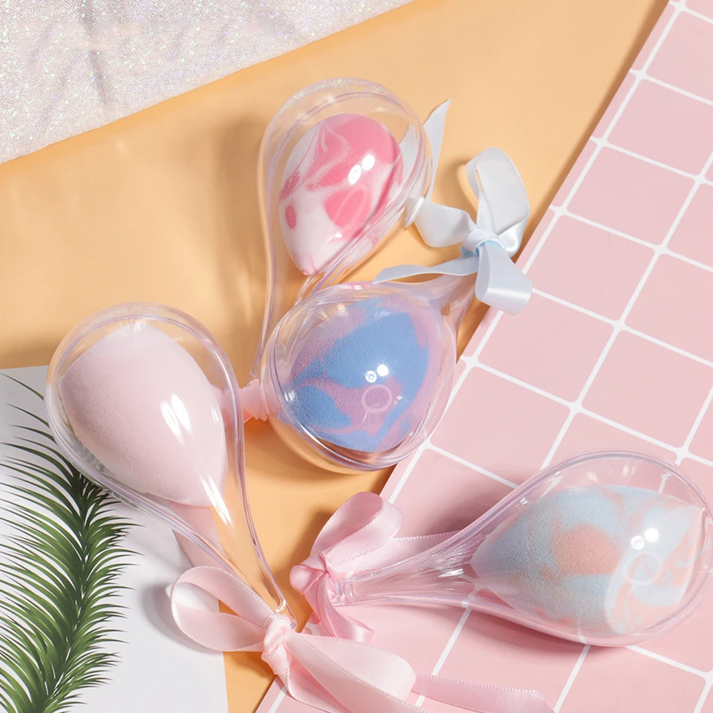 Flocking Cosmetic Puff Foundation Soft Wet Dry Small Anti Bacterial Face Water Drop Box Powder Multicolour Women Makeup Sponge