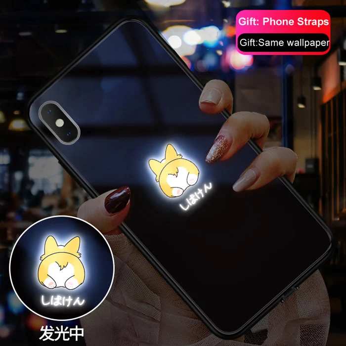 Светящийся чехол Vpower для iPhone XS Max, светящаяся стеклянная задняя крышка для iPhone XR, чехлы из ТПУ с мягким краем, силиконовая стеклянная крышка