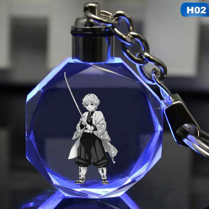 KEY4808H02 СВЕТОДИОДНЫЙ брелок с кристаллами в стиле аниме «Demon Slayer»: Kimetsu no Yaiba - Цвет: KEY4808H02