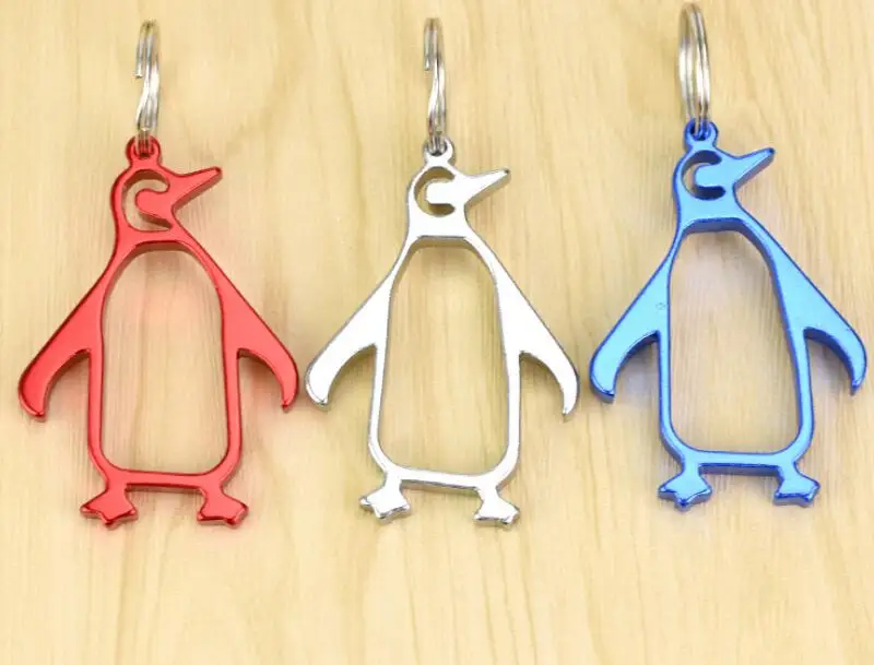 Funny Penguin Metal Bottle Opener Can opener with Keyring Opener Keychain Promotional Gift Mix Colors LX8389