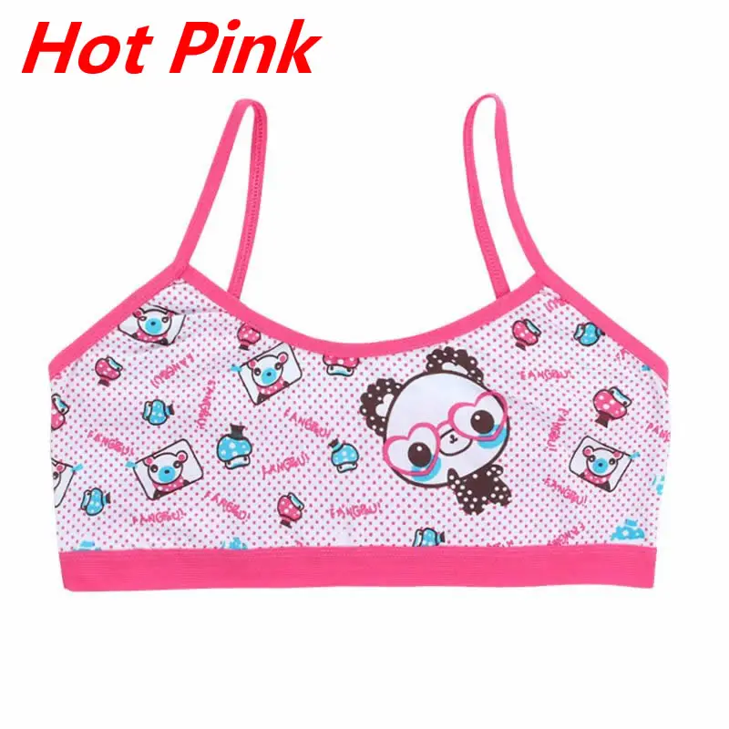 Hot Pink Детское нижнее белье хлопковый тренировочный бюстгальтер с рисунком панды для девочек-подростков детский жилет для маленьких школьников бюстгальтеры детская нижнее белье - Цвет: Hot Pink