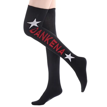 

Women Girl Combed Cotton Striped High Socks Anti-skid Long Leg Socks Autumn Winter Women Over Knee Print Socks
