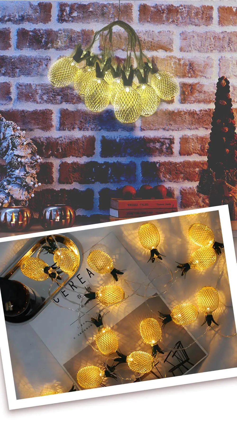 Iron Golden Pineapple LED String Lights Home Decor Light
