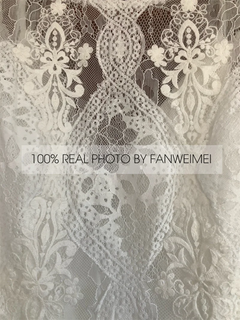 wedding gown Factory Price 100 % Real Sample Photo Long Sleeve Backless O-Neck Lace Boho Bohemian  Beach Wedding Dress Bridal Gown wedding gown