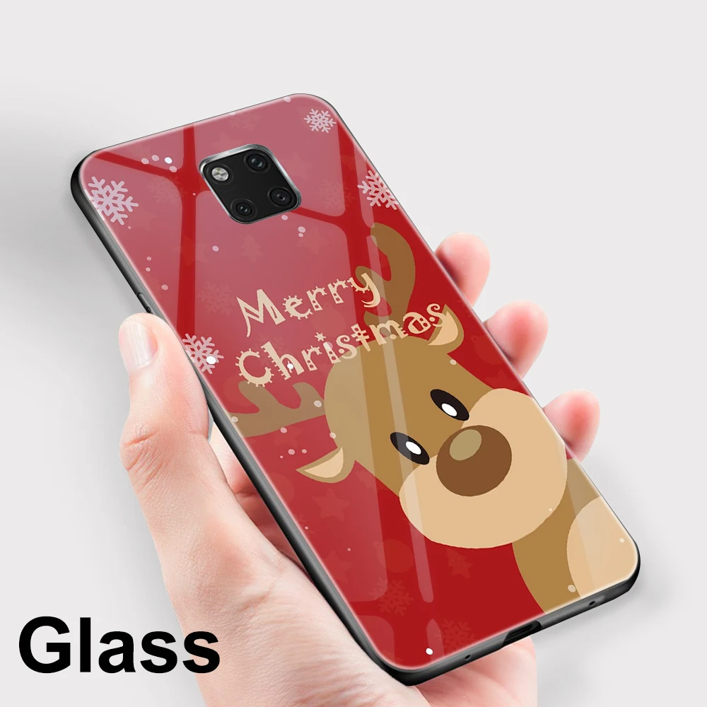 ciciber Merry Christmas Coque for Huawei P30 P20 Mate 20 30 Lite Pro Cover for Honor 10 Lite Tempered Glass Phone Cases Fundas - Цвет: WM06344