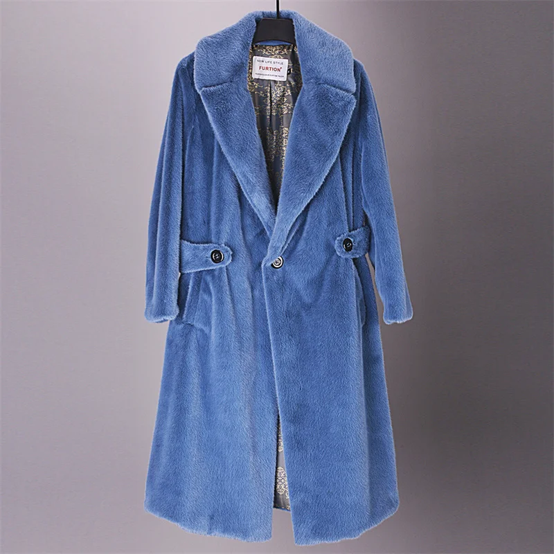 

Куртка женская зимняя, из искусственного меха норки и вельвета, с отложным воротником, очень теплая, ветрозащитная, 2021