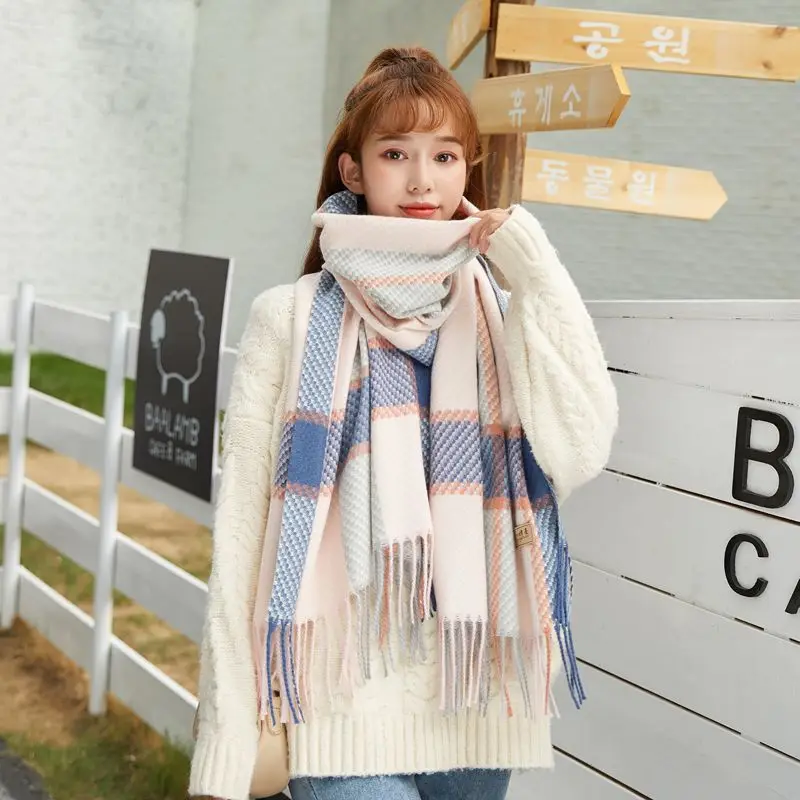 

См х 70 см Новый утолщенный кашемировый шарф в клетку осень-зима головной шарф головные повязки для женщин