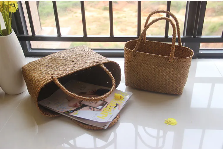 Seaweed woven basket flower straw flower basket garden succulent handbag handbag flower basket crafts storage basket WF725202