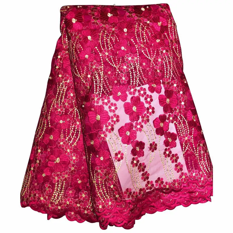 rose red Французская вышитая бисером кружевная ткань Высокое качество Лучшие продажи африканская кружевная ткань для свадебных вечерних платьев - Цвет: rose red