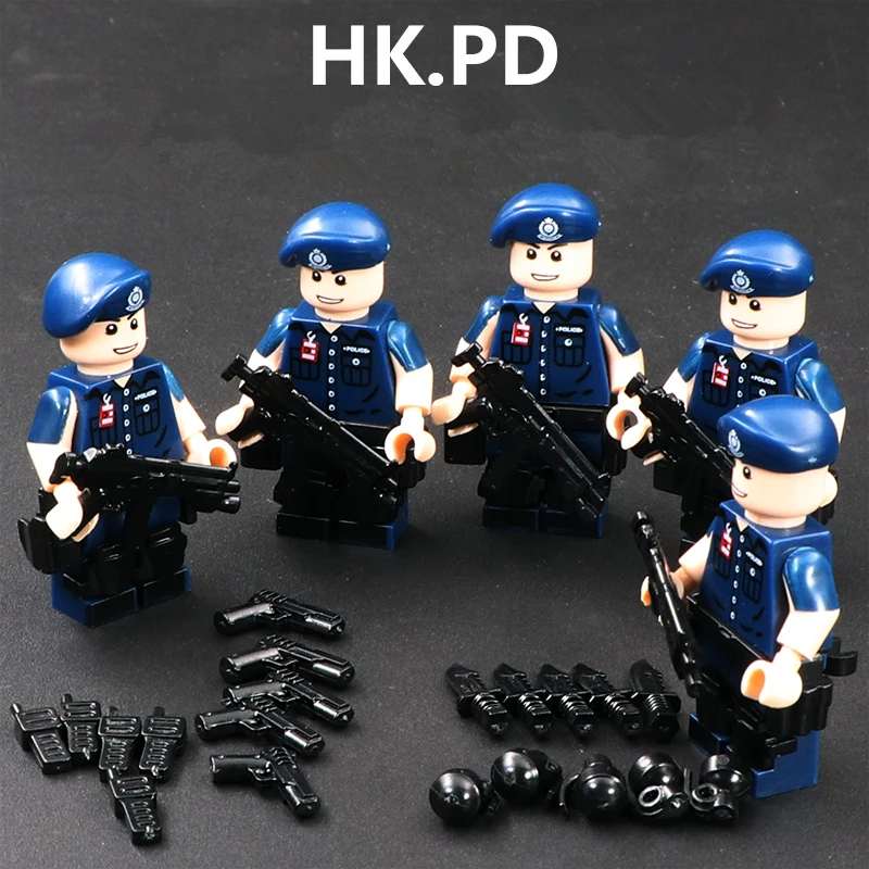 5 шт., полицейское оружие Гонконга, совместимое с Playmobil, военные Мини фигурки, строительный блок, кирпич, оригинальные игрушки