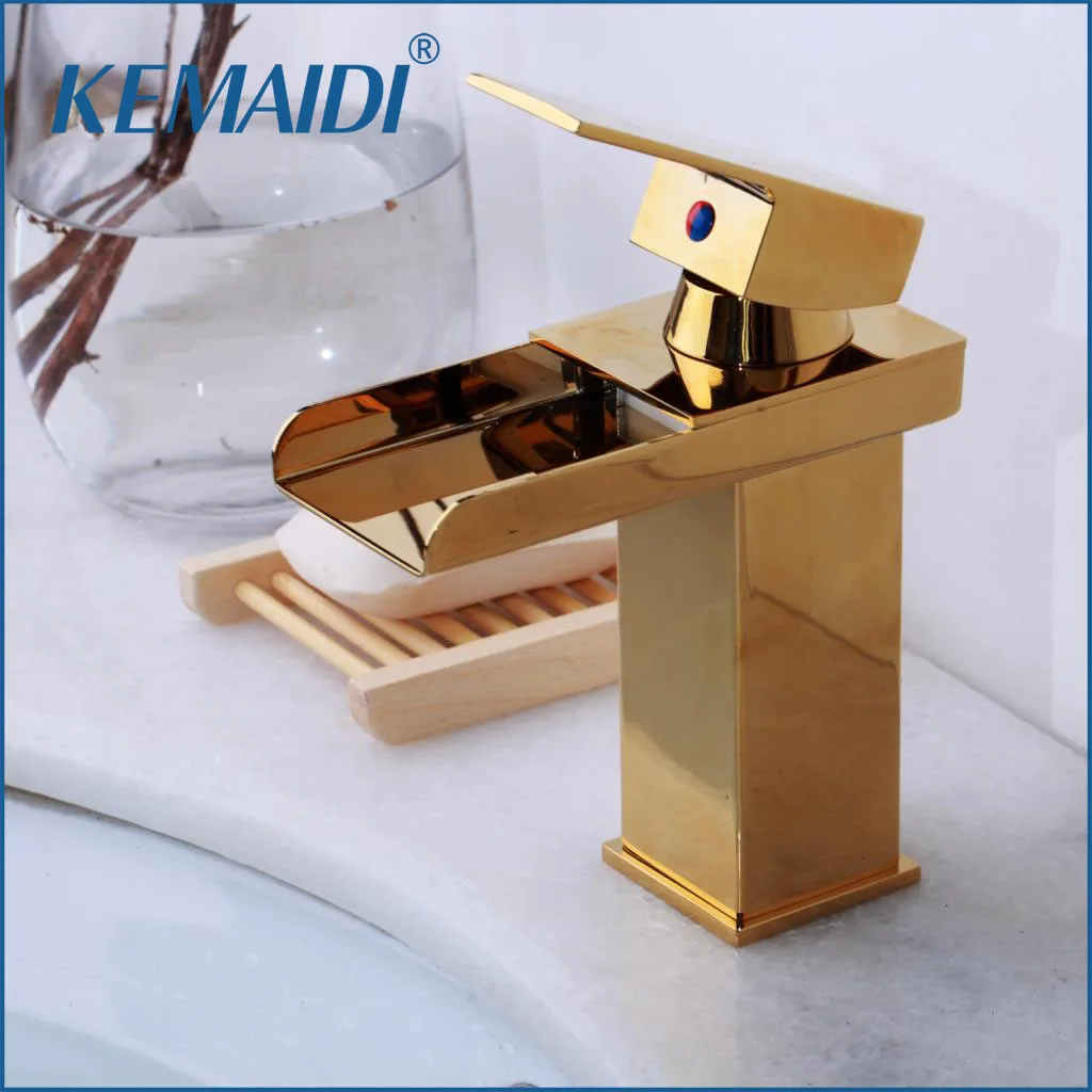 Comprar KEMAIDI RU lavabo grifo mezclador cascada negra cromado latón agua lavabo grifo mezclador níquel cepillado