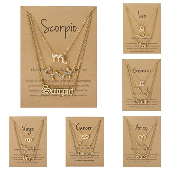 3Pcs/set 12 Zodiac Sign 12 Constellation Necklace