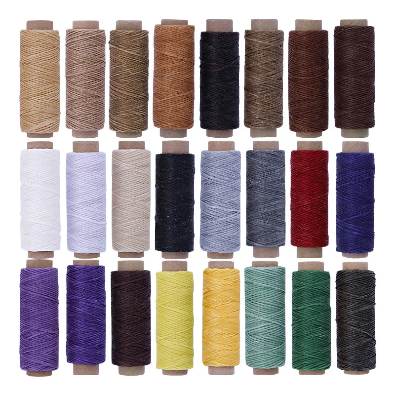 

Jiwuo Durable 1mm Leather Waxed Thread Cord for DIY Handicraft Tool Hand Stitching Thread Flat Waxed Leather Sewing Thread Line