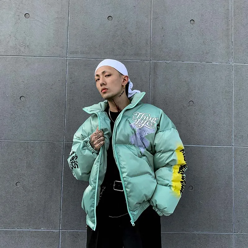 UNCLEDONJM Men's Warm Winter Jacket Funny Printed Bomber Thick Coat Male Parkas Streetwear Jackets Hip Hop Outerwear 311