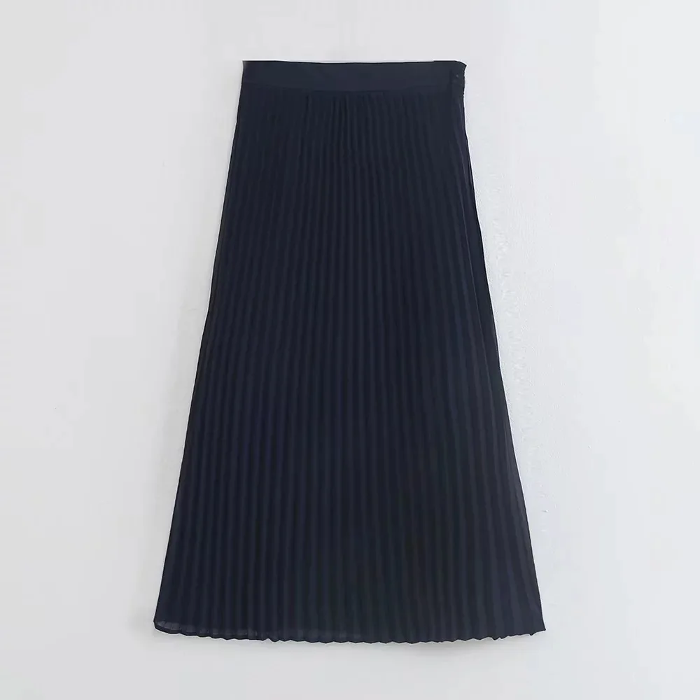 

Fh-a087 WOMEN'S Dress New Products Solid Color High-waisted Pleated Skirt