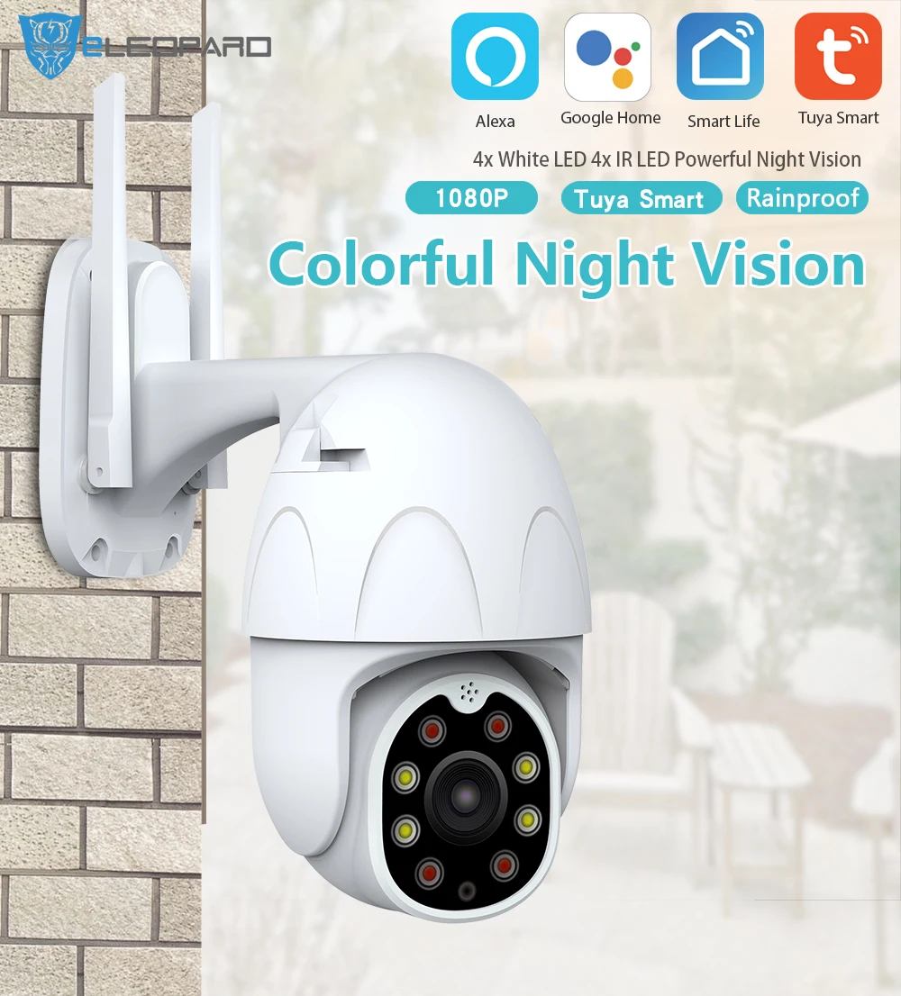 

ELEOPARD Tuya smart 1080P CCTV ip camera PTZ Two Audio Waterproof outdoor camera WiFi Sports Voice
