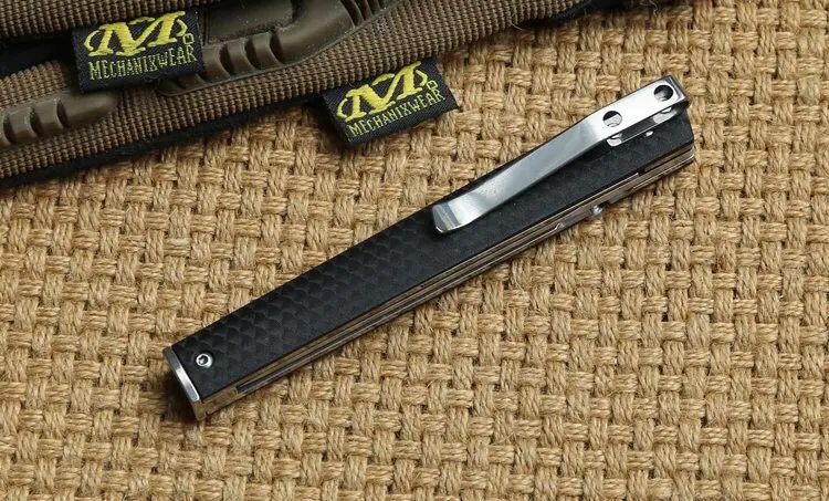 small pen flip folding knife 8cr13mov blade g10  steel handle