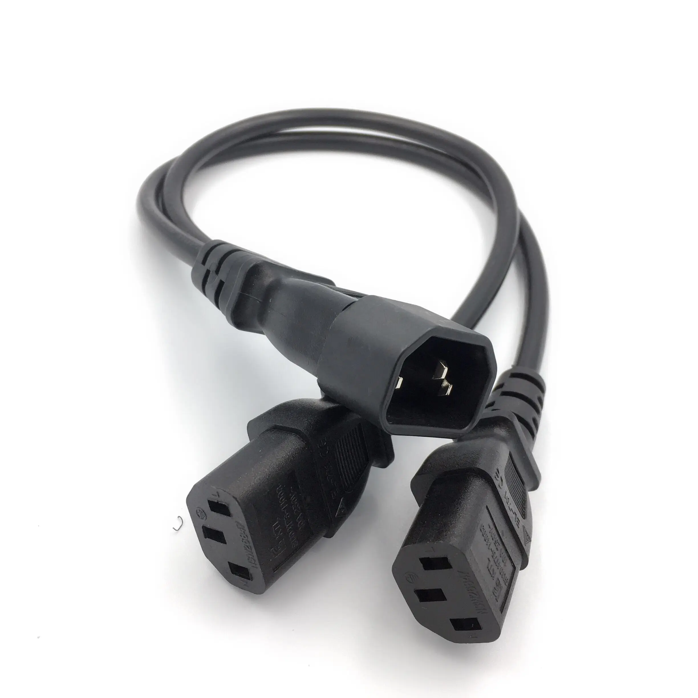 1pcs Single C14 to Dual C13 5-13R Short Power Y Type Splitter Adapter Cable Cord 30cm power cable,power cord,plug adapter,power plug connector