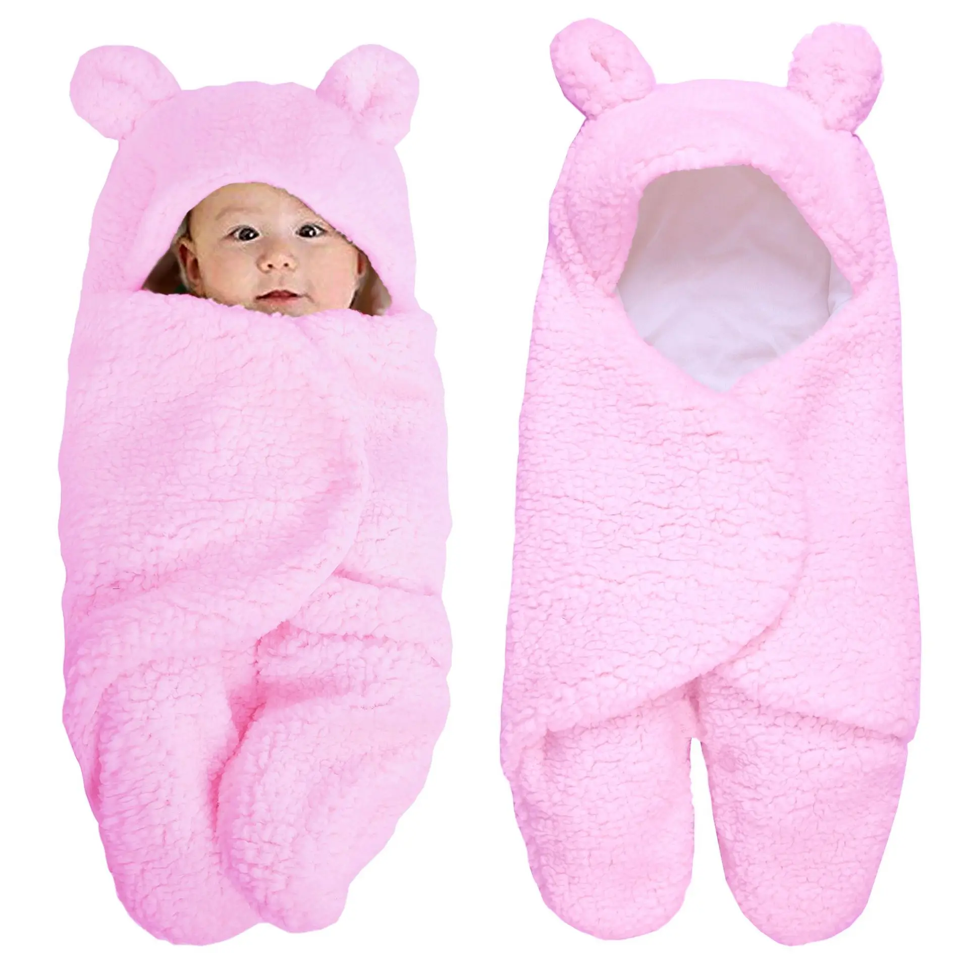 

Baby Sleeping Bag Blanket Newborn Split Leg Type Warmth Cute Plus Lambskin Quilt Winter Hooded Sleeping Bag Baby Supplies